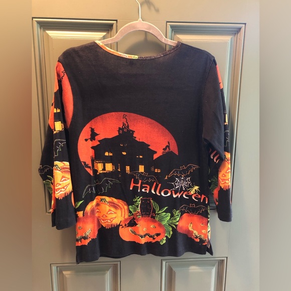 Vintage Y2K Beaded Haunted House Halloween Top - Picture 2 of 4